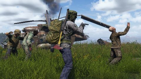 Infected swarm a lone survivor swinging a melee weapon.